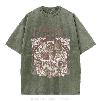 ST Michael The Archangel Christian Washed T-Shirt
