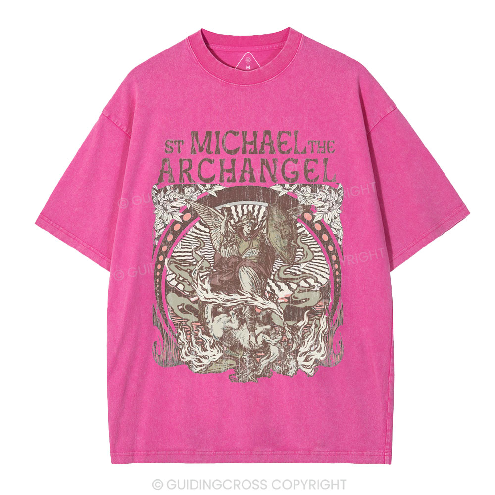ST Michael The Archangel Christian Washed T-Shirt