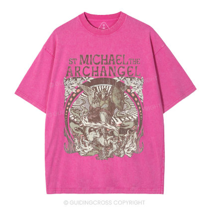 ST Michael The Archangel Christian Washed T-Shirt