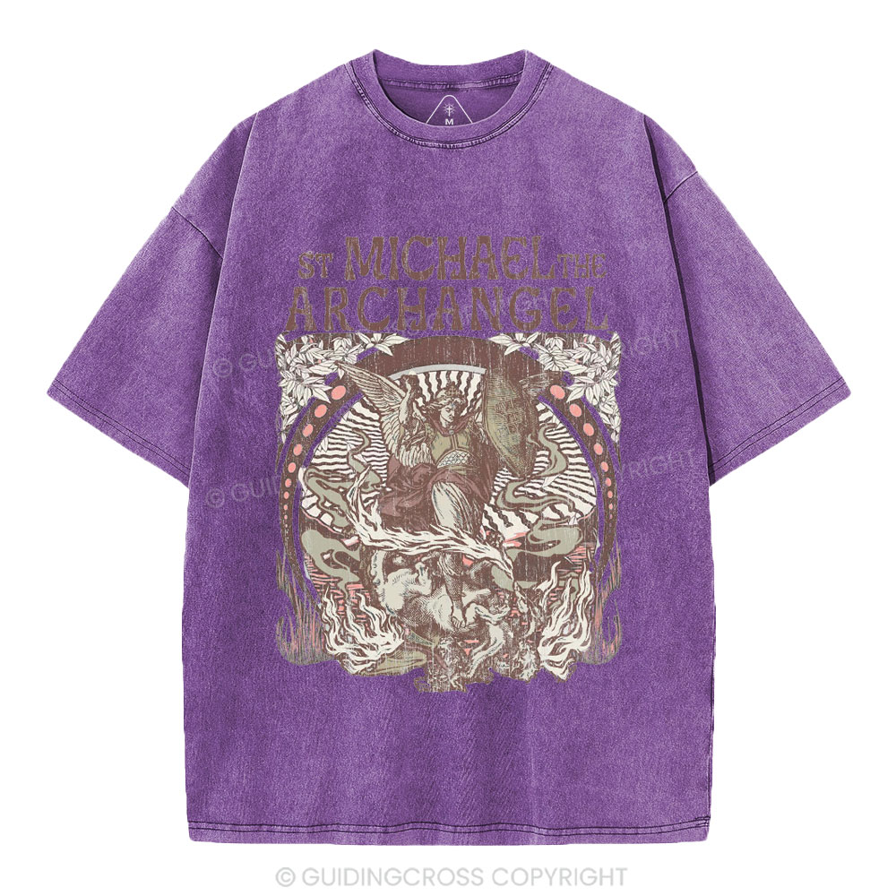 ST Michael The Archangel Christian Washed T-Shirt