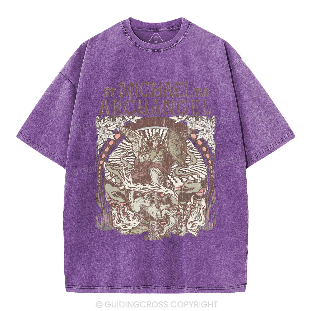 ST Michael The Archangel Christian Washed T-Shirt