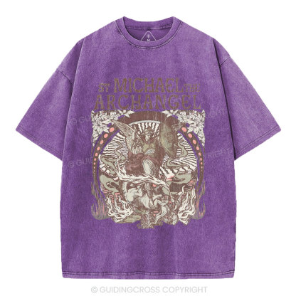 ST Michael The Archangel Christian Washed T-Shirt