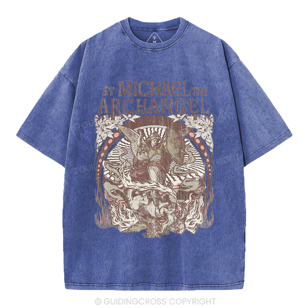 ST Michael The Archangel Christian Washed T-Shirt