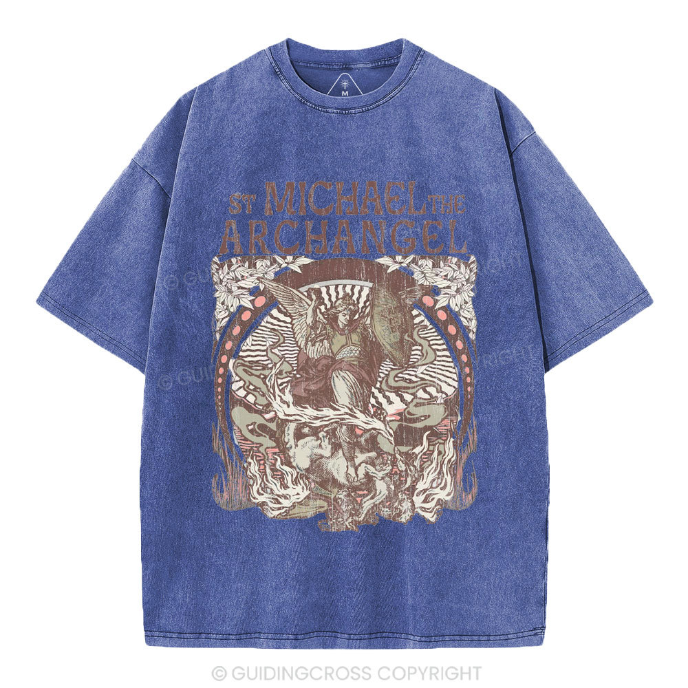 ST Michael The Archangel Christian Washed T-Shirt