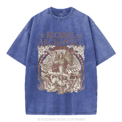 ST Michael The Archangel Christian Washed T-Shirt