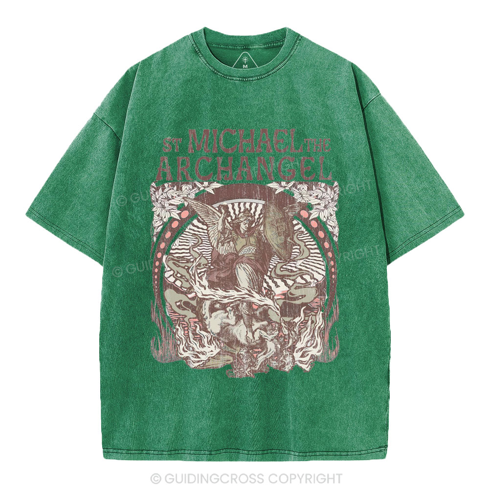 ST Michael The Archangel Christian Washed T-Shirt