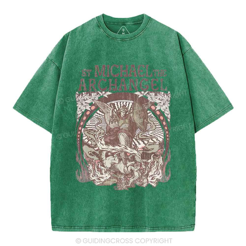 ST Michael The Archangel Christian Washed T-Shirt