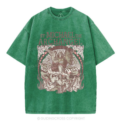ST Michael The Archangel Christian Washed T-Shirt