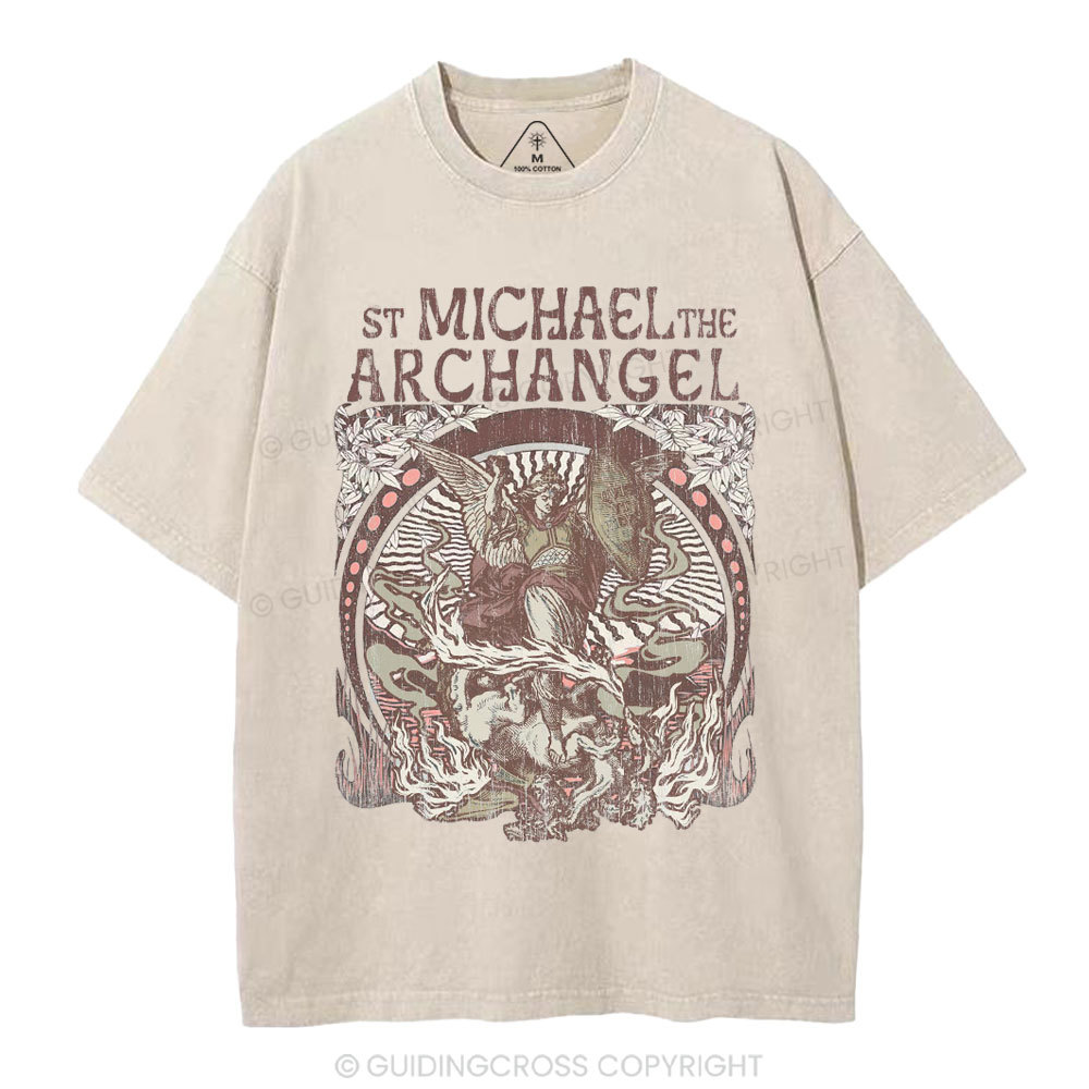 ST Michael The Archangel Christian Washed T-Shirt