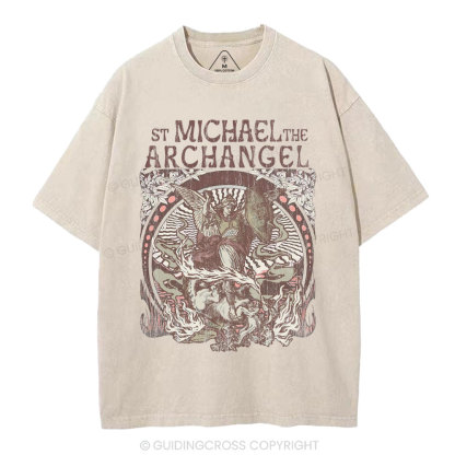 ST Michael The Archangel Christian Washed T-Shirt