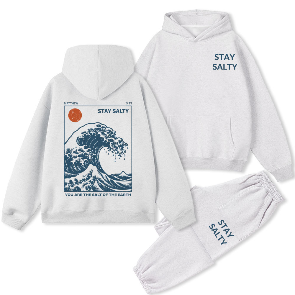 STAY SALTY Christian Premium Fleece Hoodie Set
