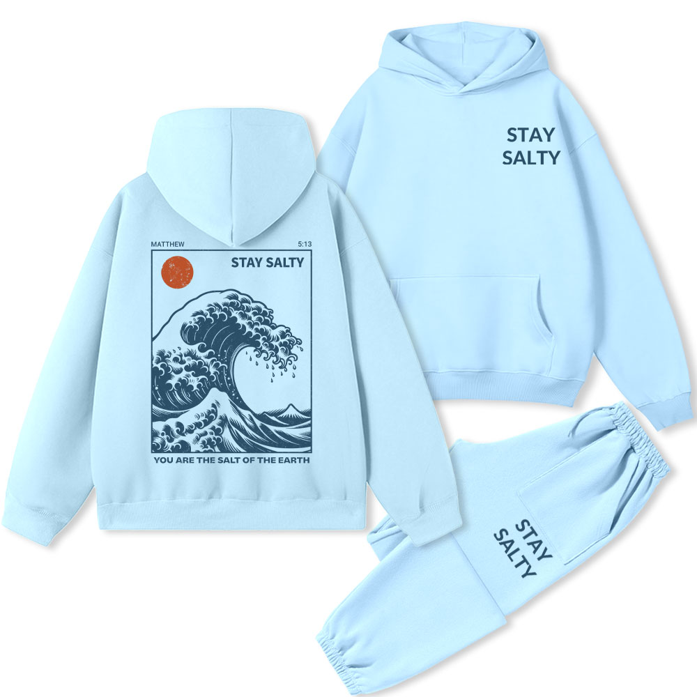 STAY SALTY Christian Premium Fleece Hoodie Set
