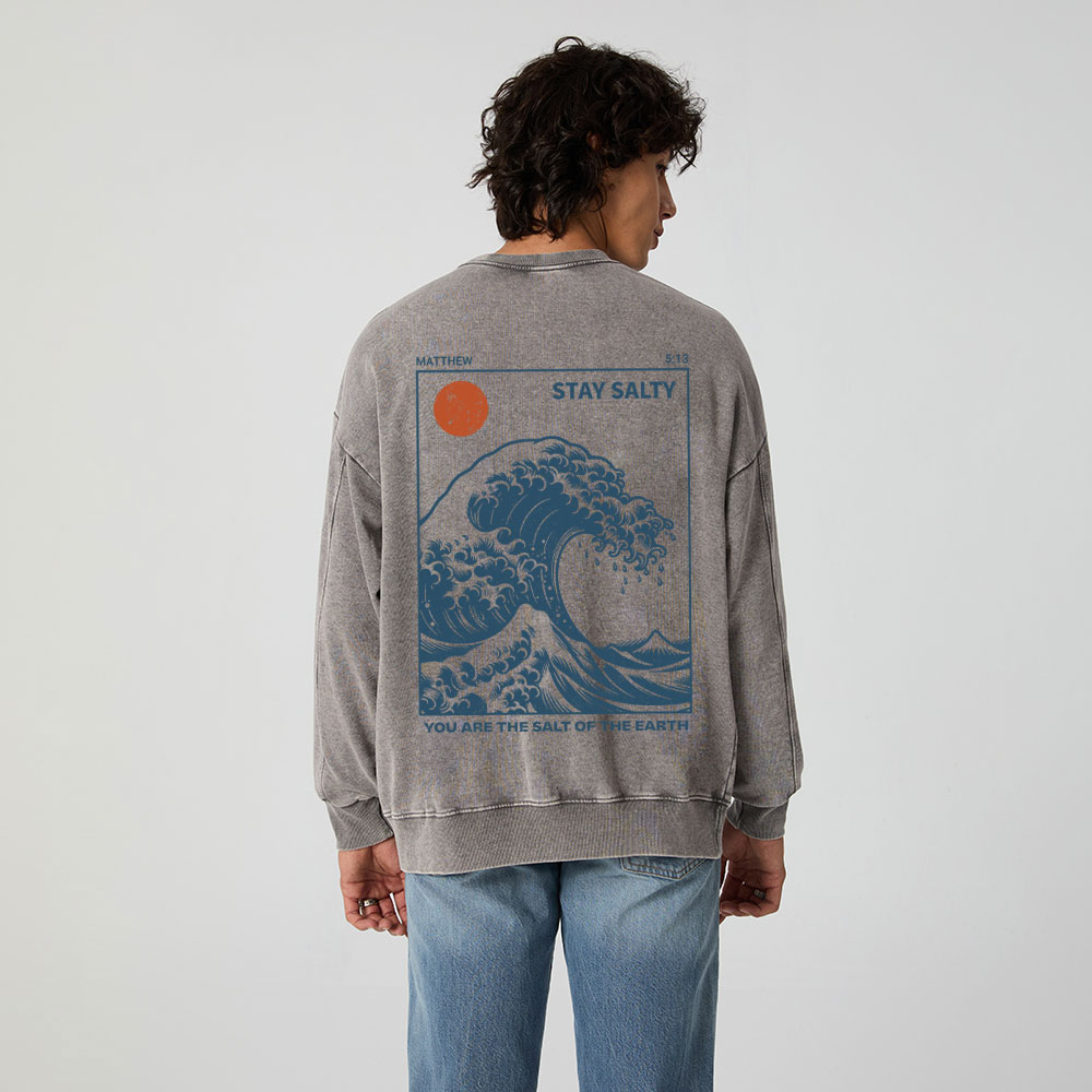 STAY SALTY Christian Washed Sweatshirt
