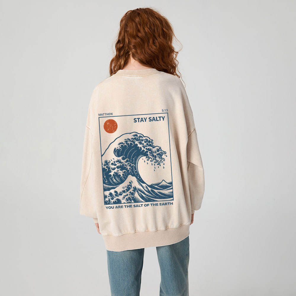 STAY SALTY Christian Washed Sweatshirt