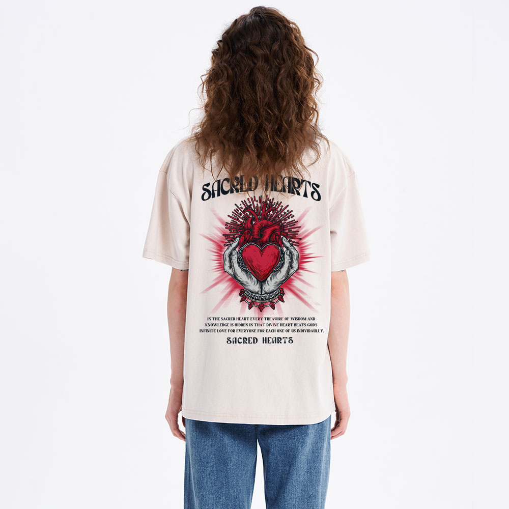 Sacred Hearts Christian Washed T-Shirt