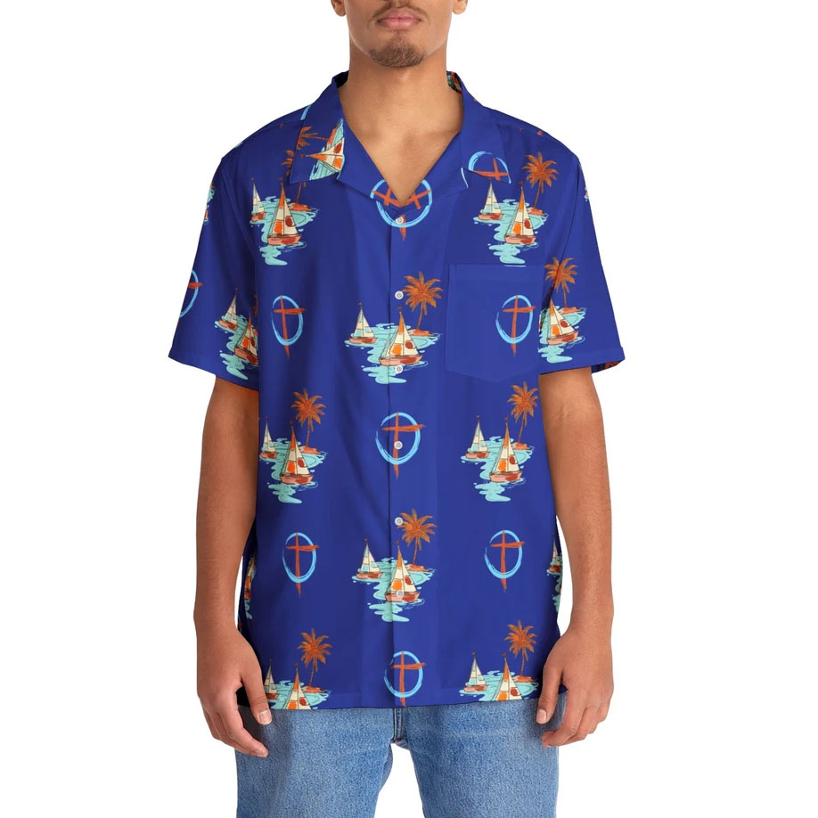 Sailboats and Crosses Christian Hawaiian Shirt