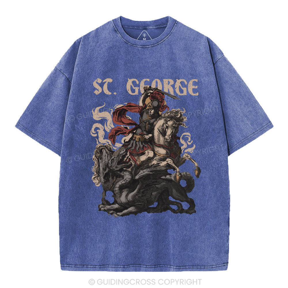 Saint George And The Dragon Christian Washed T-Shirt