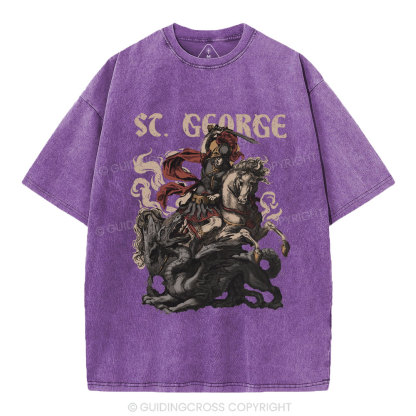 Saint George And The Dragon Christian Washed T-Shirt