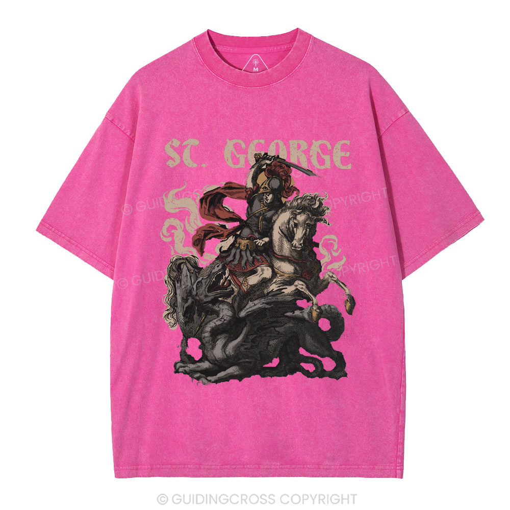 Saint George And The Dragon Christian Washed T-Shirt