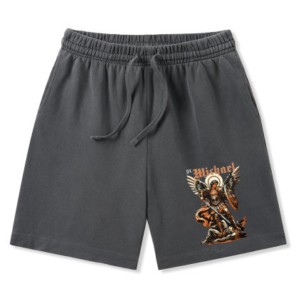 Saint Michael Archangel Christian Washed Shorts