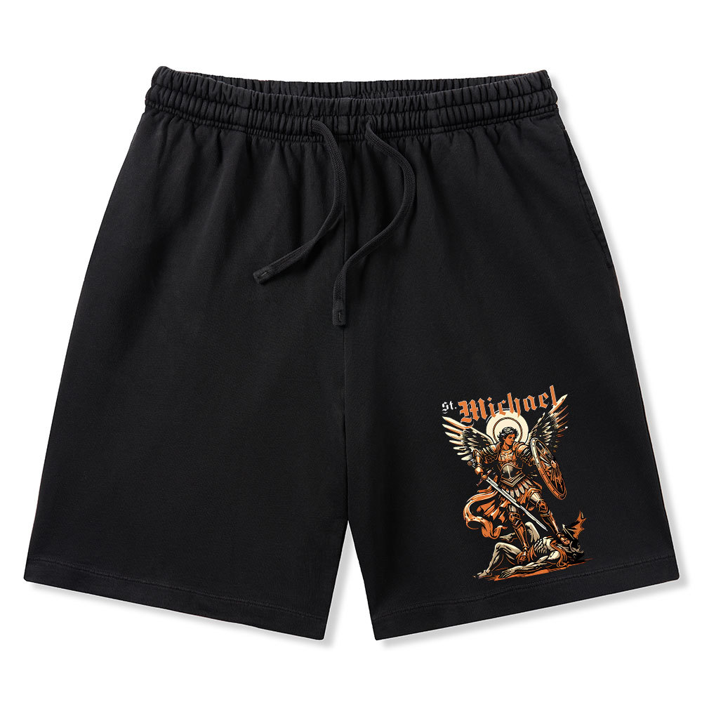 Saint Michael Archangel Christian Washed Shorts