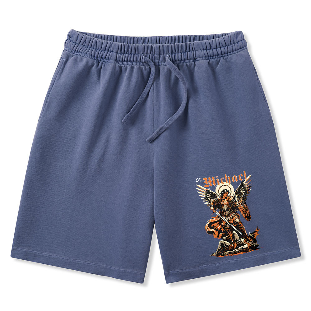 Saint Michael Archangel Christian Washed Shorts