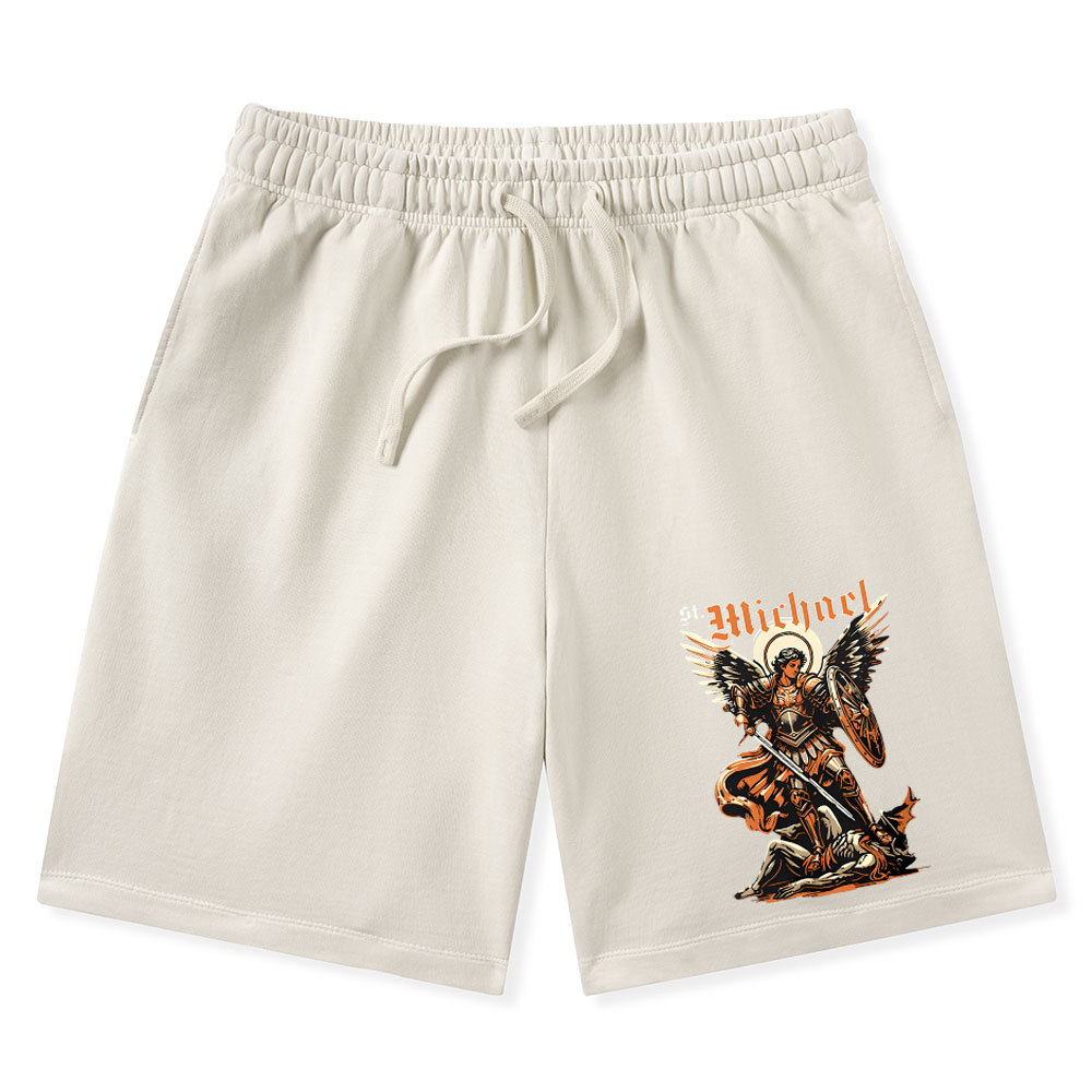Saint Michael Archangel Christian Washed Shorts
