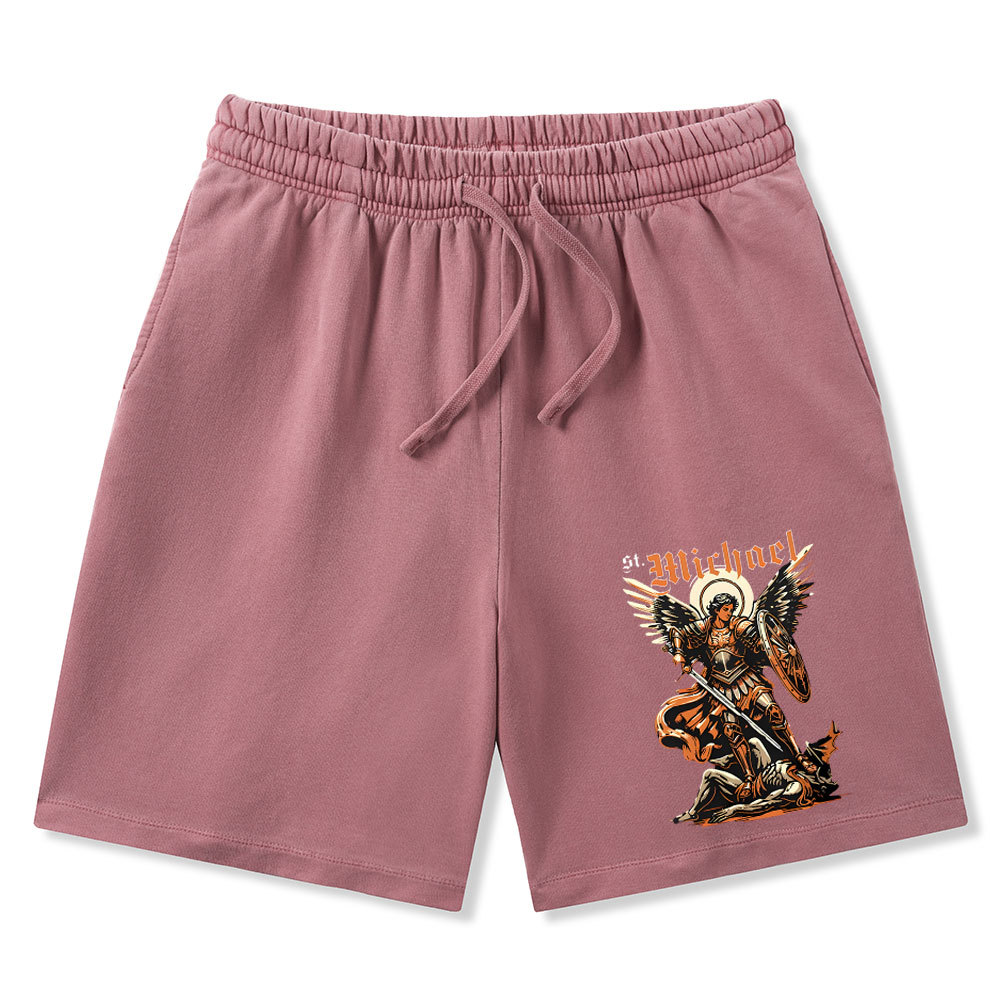 Saint Michael Archangel Christian Washed Shorts