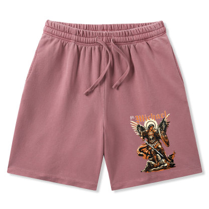 Saint Michael Archangel Christian Washed Shorts