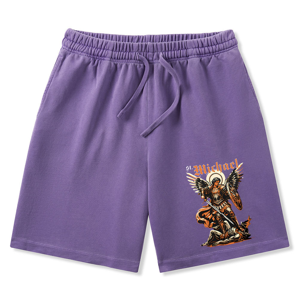 Saint Michael Archangel Christian Washed Shorts