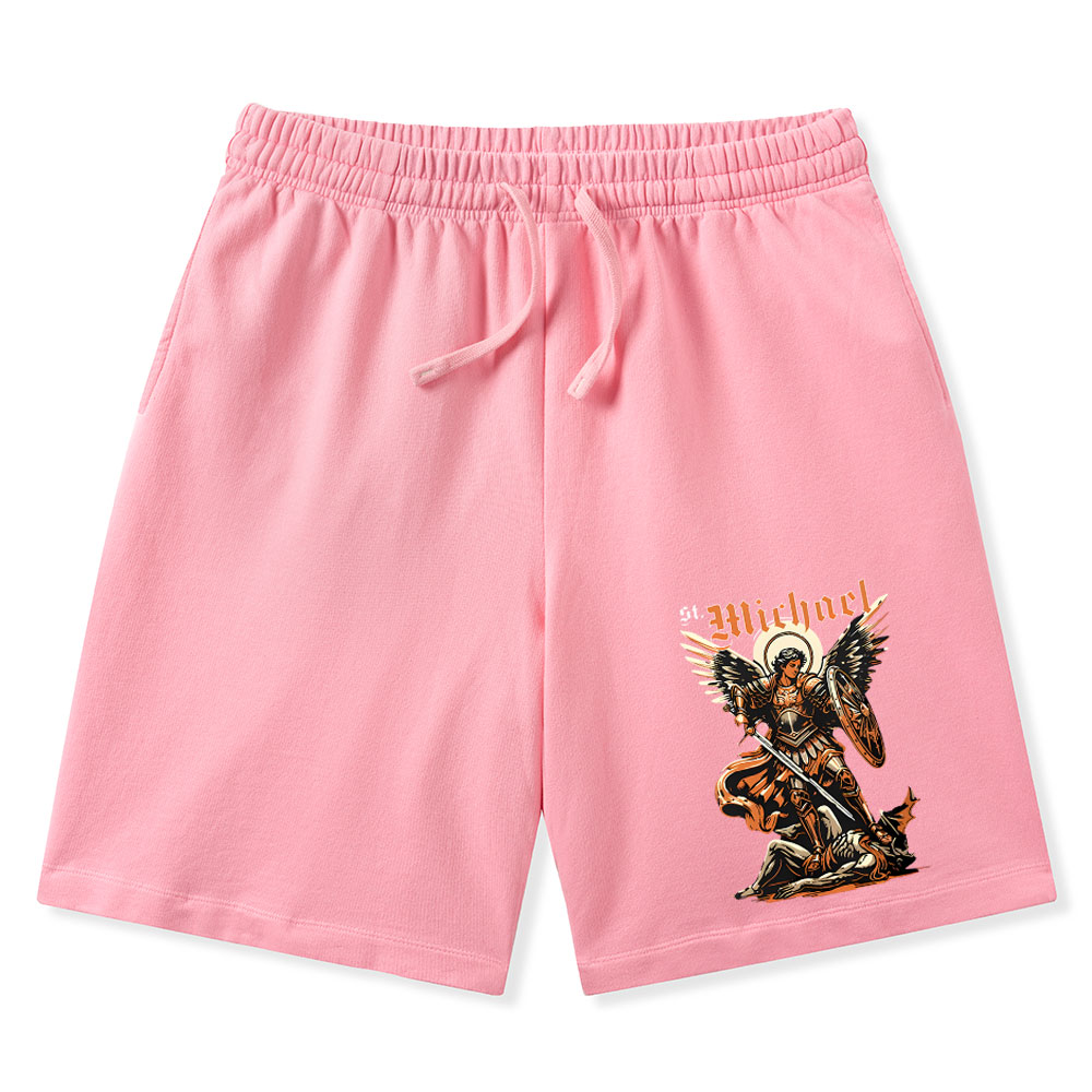 Saint Michael Archangel Christian Washed Shorts