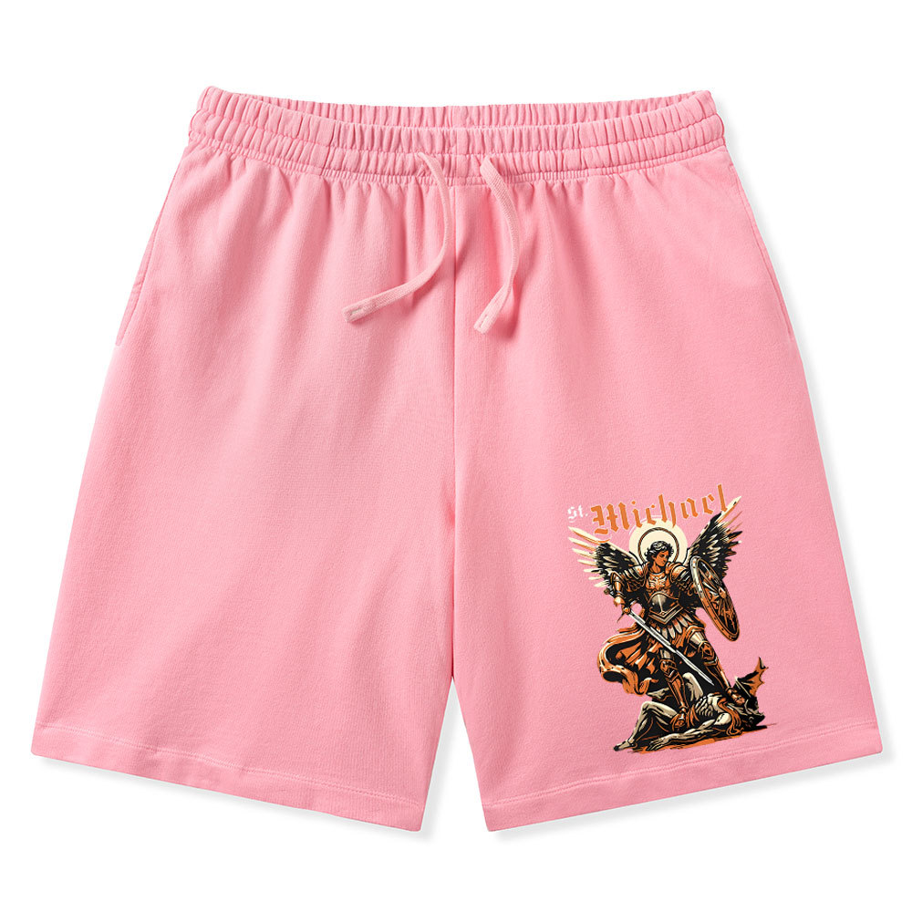 Saint Michael Archangel Christian Washed Shorts