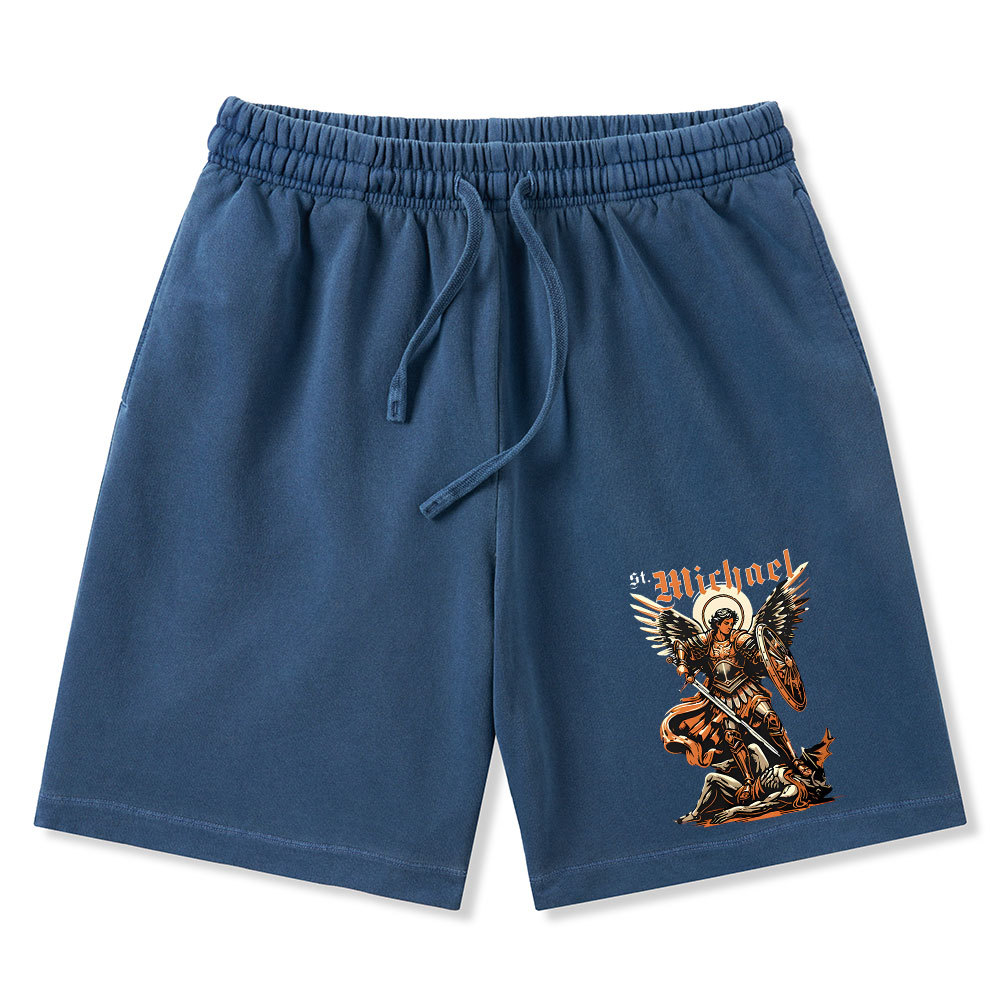 Saint Michael Archangel Christian Washed Shorts