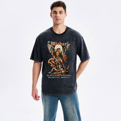 Saint Michael Archangel Christian Washed T-Shirt