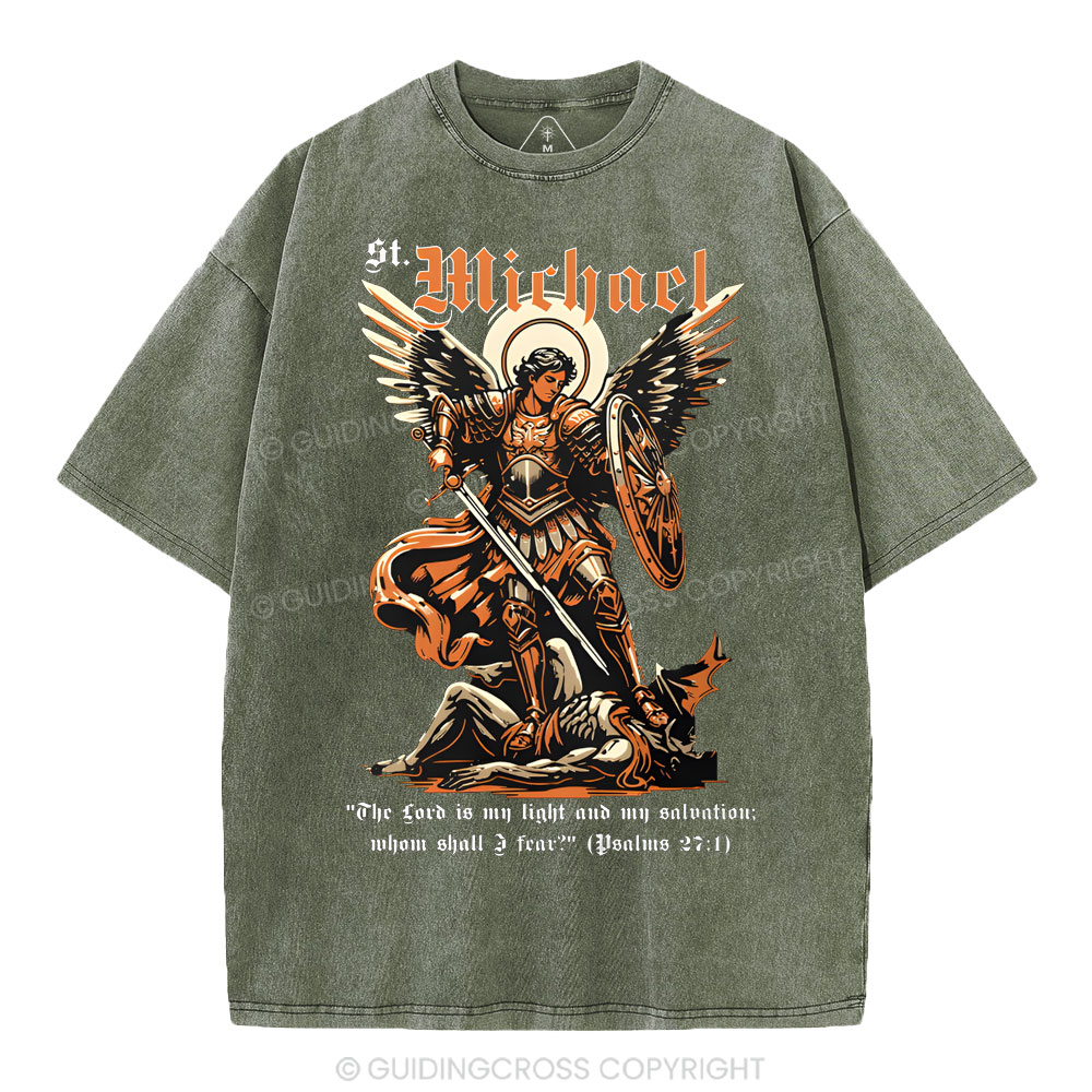 Saint Michael Archangel Christian Washed T-Shirt Sale