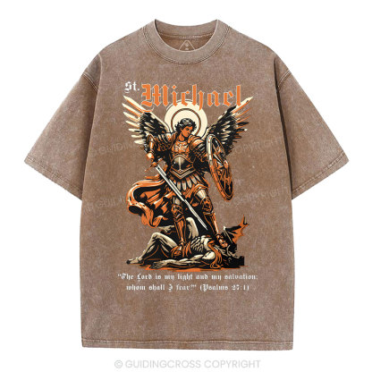 Saint Michael Archangel Christian Washed T-Shirt