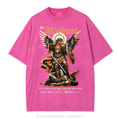 Saint Michael Archangel Christian Washed T-Shirt