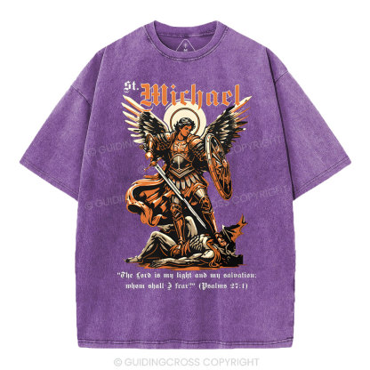Saint Michael Archangel Christian Washed T-Shirt