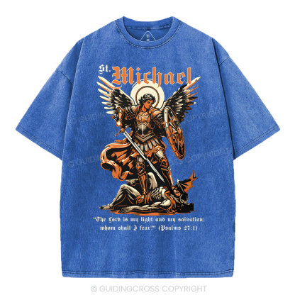 Saint Michael Archangel Christian Washed T-Shirt