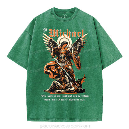 Saint Michael Archangel Christian Washed T-Shirt