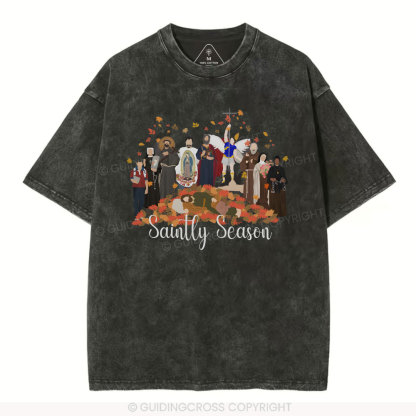 Saintly Season Christian Washed T-Shirt