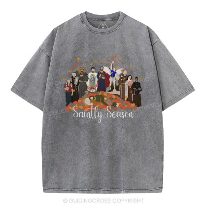 Saintly Season Christian Washed T-Shirt