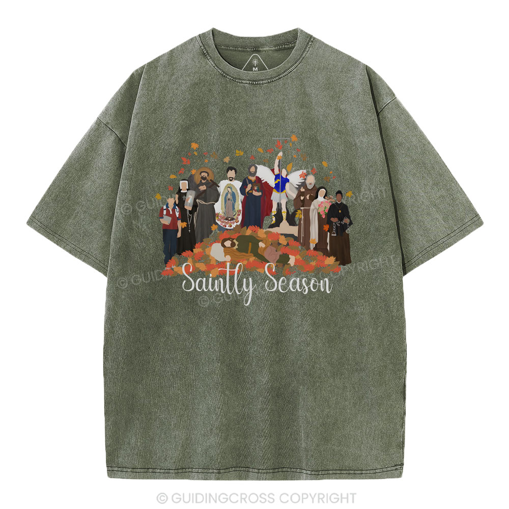 Saintly Season Christian Washed T-Shirt