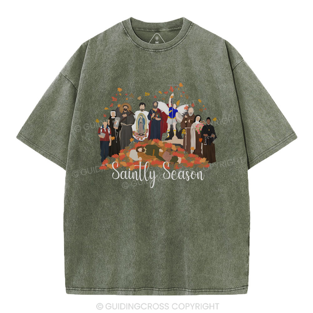 Saintly Season Christian Washed T-Shirt