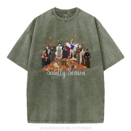 Saintly Season Christian Washed T-Shirt