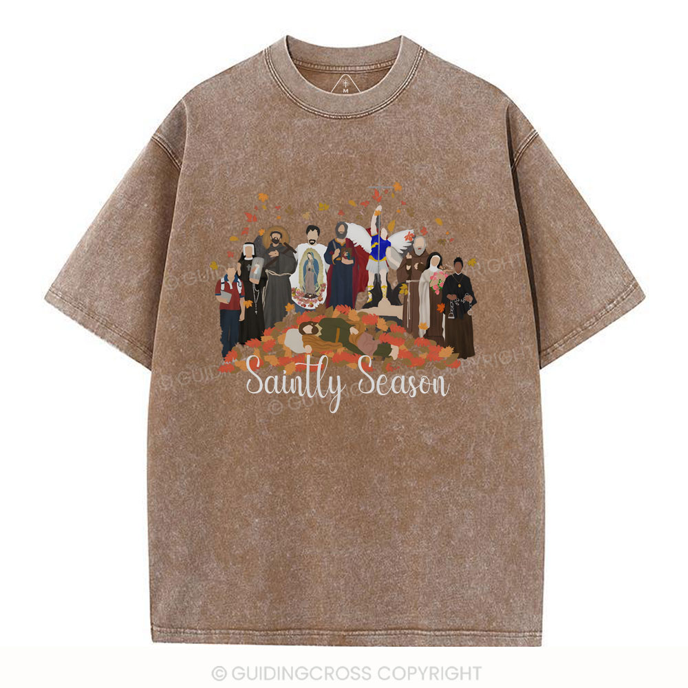 Saintly Season Christian Washed T-Shirt