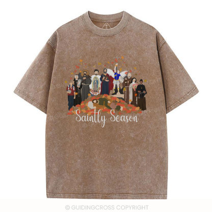Saintly Season Christian Washed T-Shirt