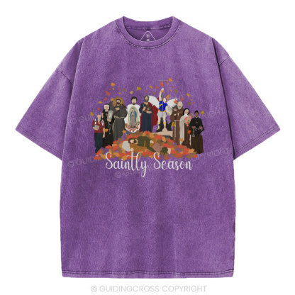Saintly Season Christian Washed T-Shirt
