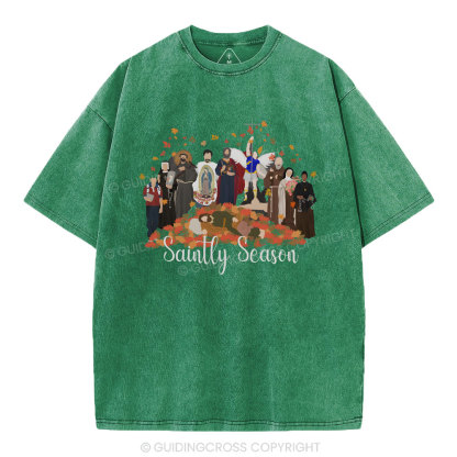 Saintly Season Christian Washed T-Shirt