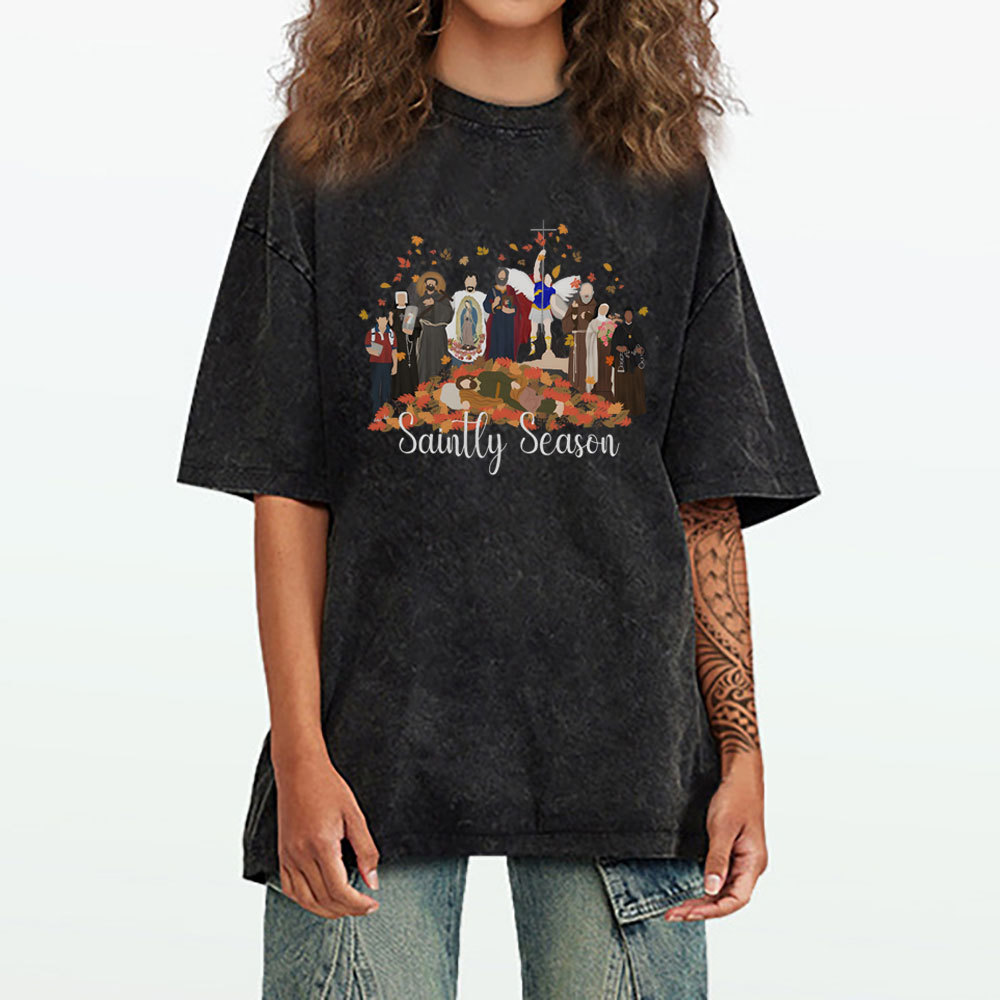 Saintly Season Christian Washed T-Shirt